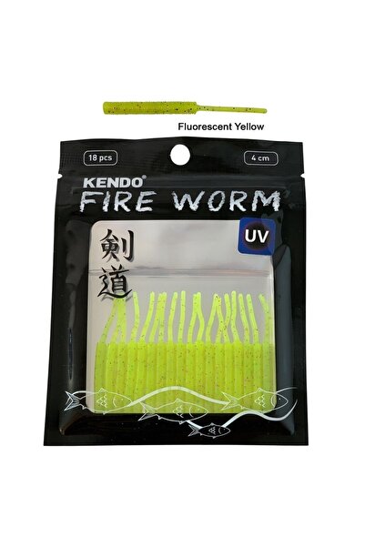 Kendo Fire Worm Lrf Silikonu 5cm (18'li Paket) Karides Kokulu Fluorescent Yellow