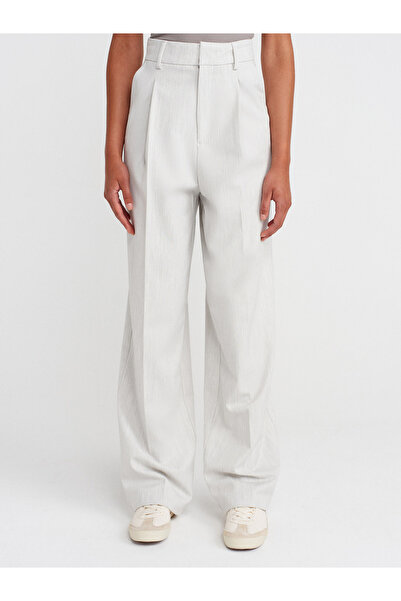 Dilvin 72128 Yüksek Bel Dökümlü Pantolon-Açık Gri