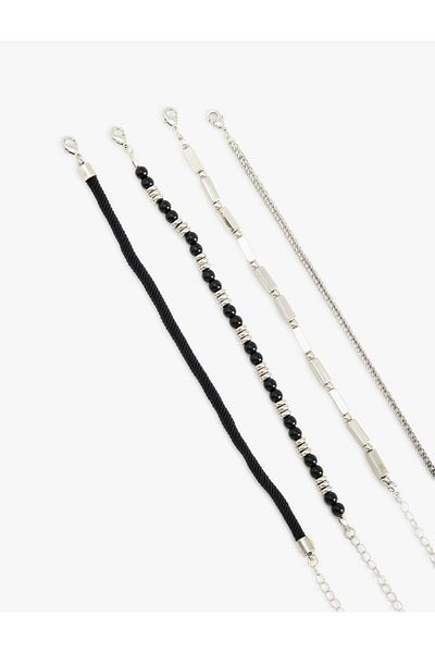 Koton Steel Alloy Beaded Chain Bracelet Set of 4