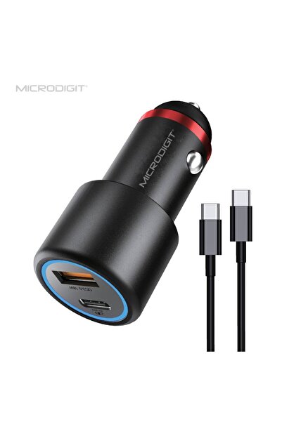 Microdigit شاحن سيارة بتقنية PD بقوة 38 واط + كابل PD من النوع C | DCC113T