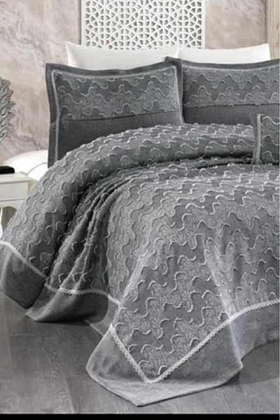 Çeyiz Diyarı Talya Jacquard Double Bedspread Anthracite