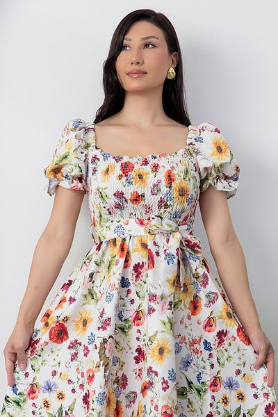 PULLIMM Rochie florală cu piept și centură GRS3748