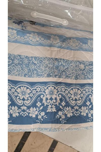 Çeyiz Diyarı Emily Printed Quilted Double Bedspread Blue