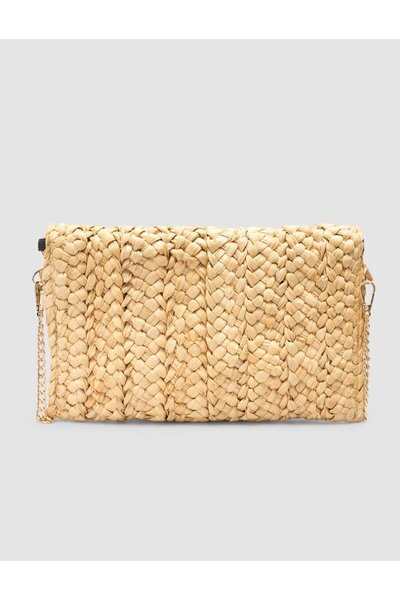 Cabani Straw Handbag with Long Chain Strap