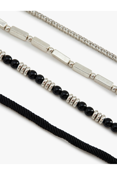 Koton Çelik Karışımlı Boncuklu Zincir 4'lü Bileklik Seti