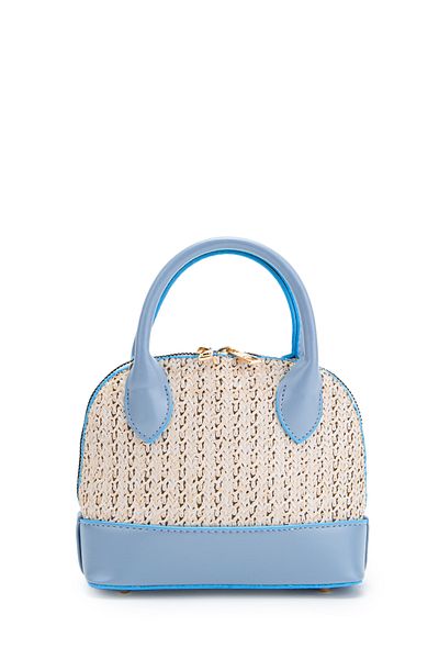 minebag Geantă de damă din piele artificială cu detalii de paie Matilda Blue