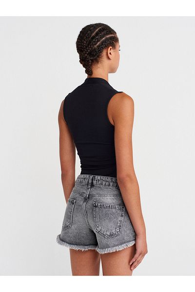 Dilvin 72014 Snow Wash Short Denim Shorts-Anthracite