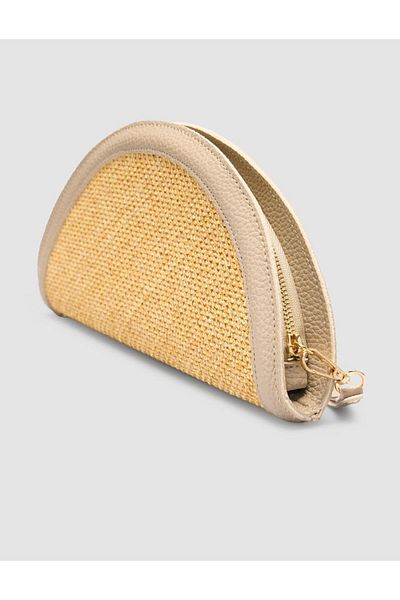 Cabani Straw Mink Leather Lined Women's Bag