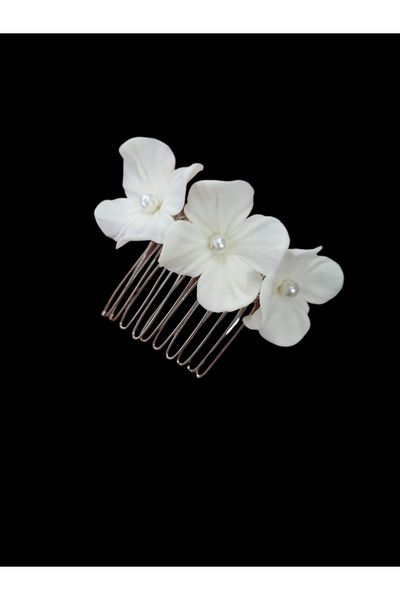 Handmade Çiçekli Minimal Toka, El Yapımı Porselen Çiçekli Toka, Gelin Tokası