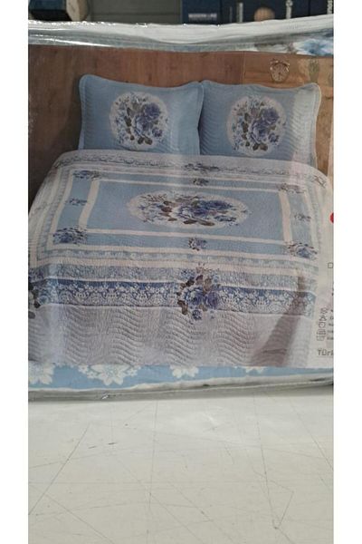 Çeyiz Diyarı Emily Printed Quilted Double Bedspread Blue