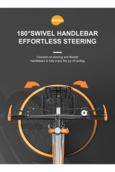 KidLe 18inch Folding Kids Mountain Bike, High Carbon Steel, Lightweight And Stable, With Basket