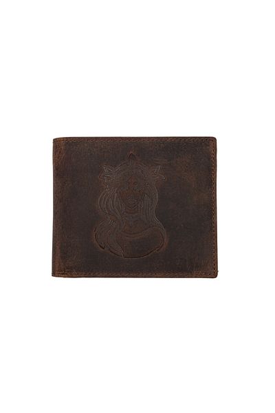 Toro Nero Men's wallet made of brown genuine leather, zodiac sign Virgo