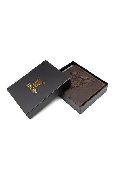 Toro Nero Men's wallet made of brown genuine leather, zodiac sign Capricorn