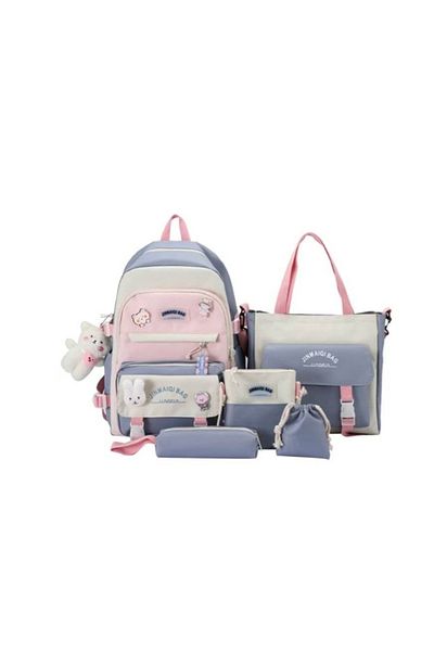 OMC Set 5 piese pentru elevi cu accesorii, din panza, 44x31x15cm, multicolor