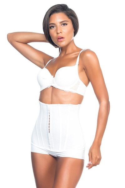 bazaar-turkey all you need White Mi Emay 2824 High Waist Underwire Slip Laser Corset with Agraft