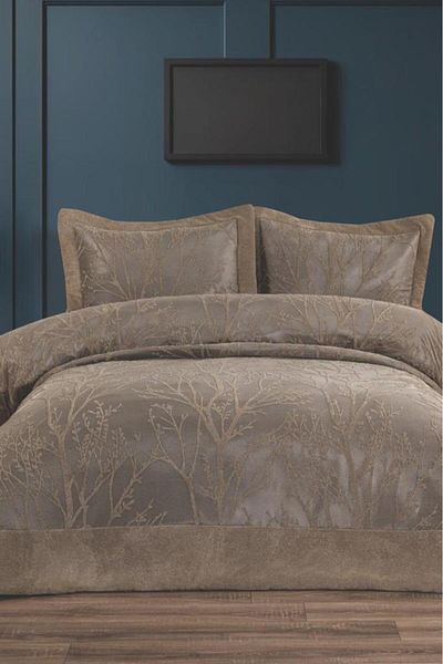 Çeyiz Diyarı Natural Jacquard Double Bedspread Cappucino