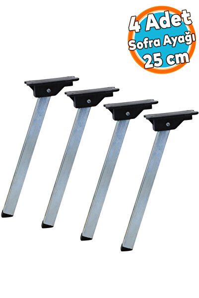NZB Metal Sofra Ayağı 25 cm Plastik Siyah Taban Katlanır Yer Sofrası Sini Altı Ayak Sehpa Masa (4 Adet)