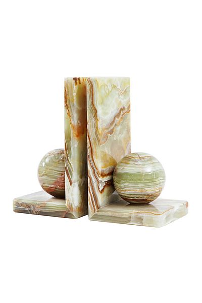 Radicaln Marble Bookends Set of 2 – Green Onyx Handmade Book Stoppers for Office & Home Decor