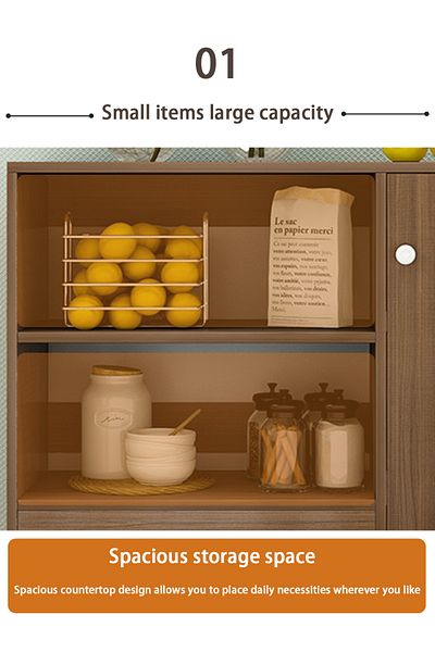 EqiEch 3-Tier Coffee Bar Cabinet with Drawer, Farmhouse Style Sideboard, 81x30x80CM