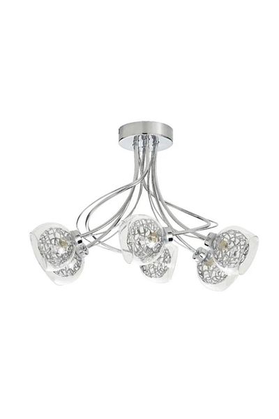 OMC LED ceiling light, 6 x 40 W, silver, glass and metal