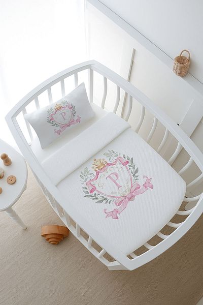 Tuğba Kuğu Pike Set - Pink Royal Series - Letter P 60 X 100 cm