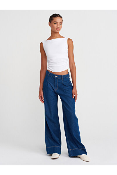 Dilvin 31862 Gathered Off-The-Shoulder Top-White