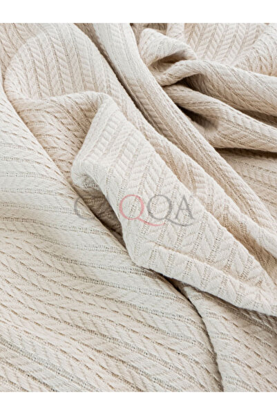 CAQQA Premium Knitted Pattern Ring Yarn 100% Cotton Pique Set | Double Size with Elastic Sheet
