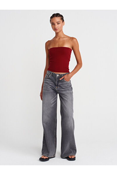 Dilvin 20659 Crop Top-Light Burgundy