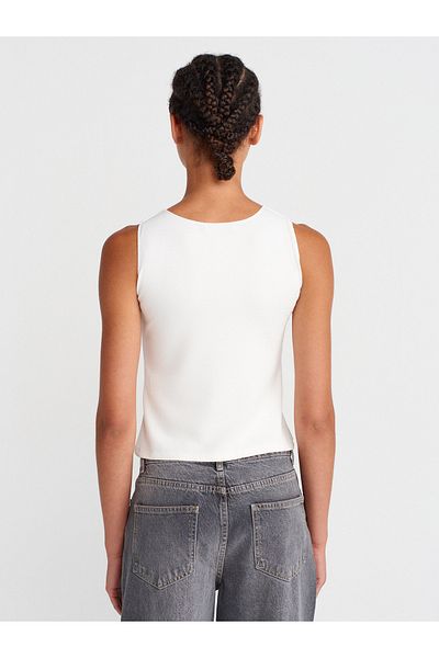 Dilvin 21129 Sleeveless Top-Ecru