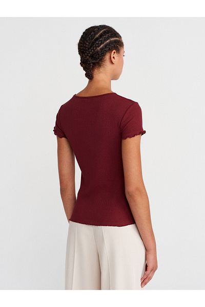 Dilvin 31935 Short Sleeve T-Shirt-Light Burgundy