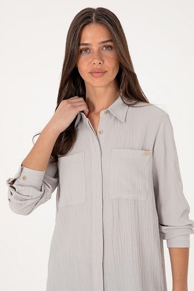 U.S. Polo Assn. Women's Light Gray Long Sleeve Tunic Shirt 50307672-Vr001