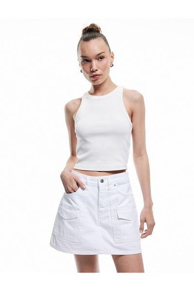 Koton Cargo Pocket Detailed Buttoned Cotton Mini Shorts Skirt