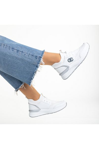 Kalapod Women's white sports shoes made of eco-leather and textile material Nairobi