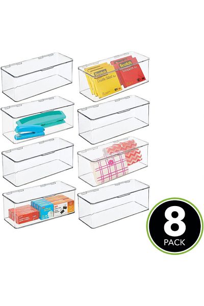 MDesign Set of 8 mDesign organizers, plastic, transparent, 14.6 x 34.0 x 12.7 cm