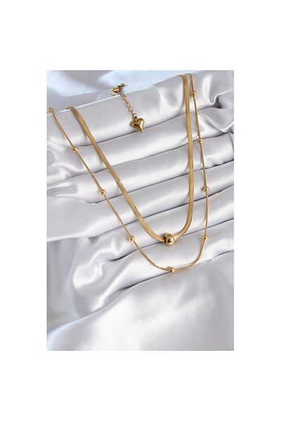 Skygo 316L Steel Gold Color Italian Chain Model Heel Detail Women's Necklace - TJ-BKO8312