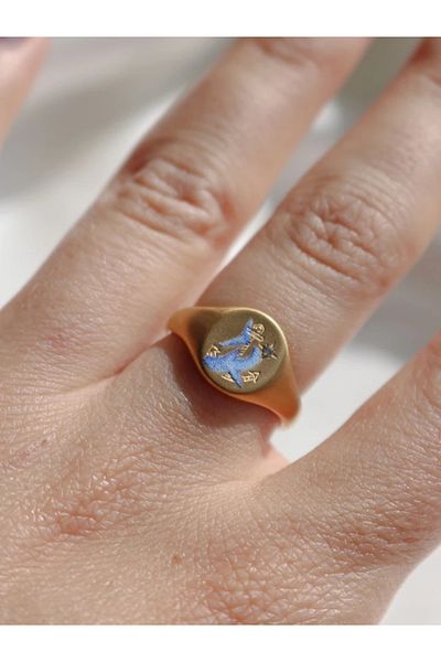 Reorah Collection Vintage Dolphin Steel Ring
