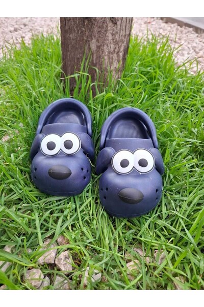 Evojean Cute Daily Garden Seaside Beach Nursery Unisex Children's Slippers & Sandals with Navy Blue Dog Figure
