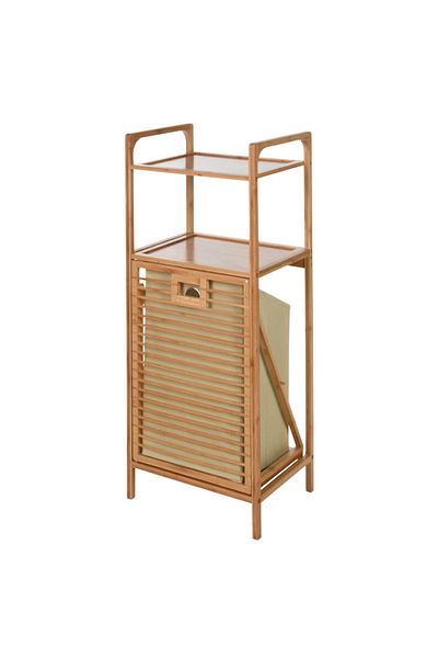 Gift Design Raft de baie cu coș de rufe – Bambus – 40x30x95 cm – Soluții pentru baie