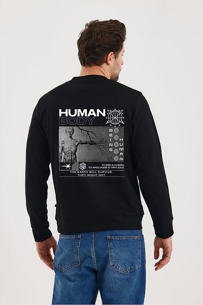 yakamor Unisex Front Back Printed Crew Neck Sweat