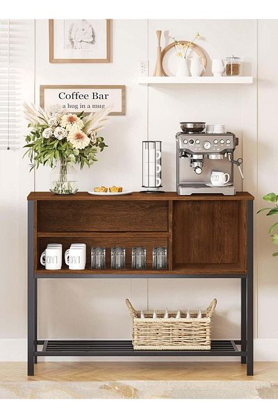 EqiEch Coffee Corner Cabinet with Adjustable Legs, Large Storage, Modern Sideboard - 110*45*85cm