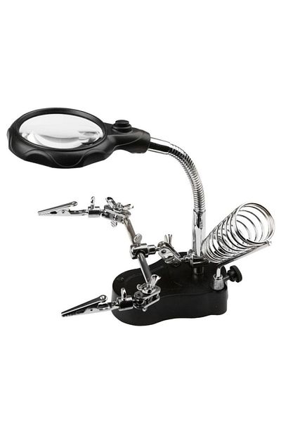 OEM LED Illuminated Magnifier, 3.5X 12X Zoom, with Support and Soldering Arms