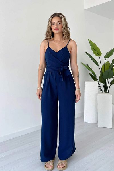 MOZENA Aerobin Fabric Jumpsuit with Strap Cross Tie Detail