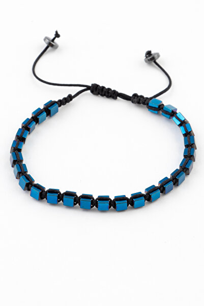 Sortie Aksesuar Natural Stone Macrame Braided Hematite Height Adjustable Brac...