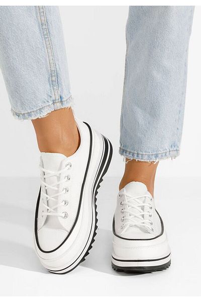 B T Shoes Tenisi cu platformă Menola albi