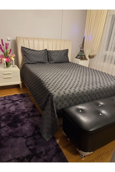 bursa çeyiz 3 Piece Double Bedspread with Pompom Pattern