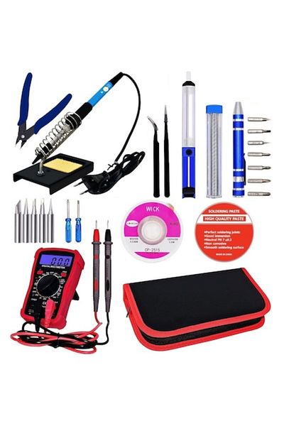 OEM Soldering Kit, 60W Letcon Set, Adjustable Temperature Soldering Kit, Digital Multimeter