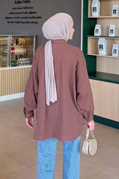 lamelif Πουκάμισο Hijab Muslin Bitter Brown