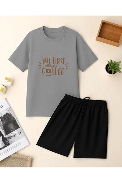 uyguntarz Αλλά Σετ σορτς First Coffee Print