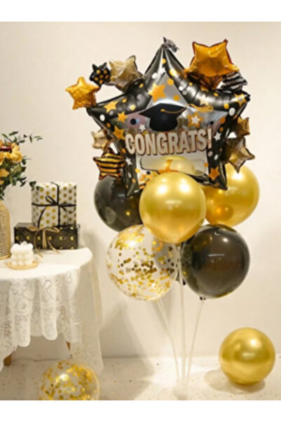 Choice مجموعة بالونات مكونة من 9 قطع بنمط كلمة CONGRATS من اللاتكس للزينة حفلات التخرج وغيرها.