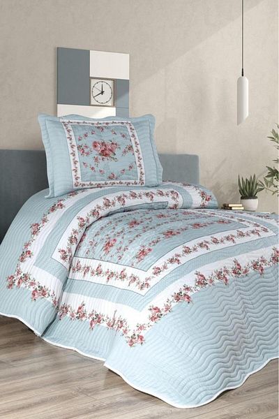Çeyiz Diyarı Veraluna Printed Quilted Single Bedspread Mint